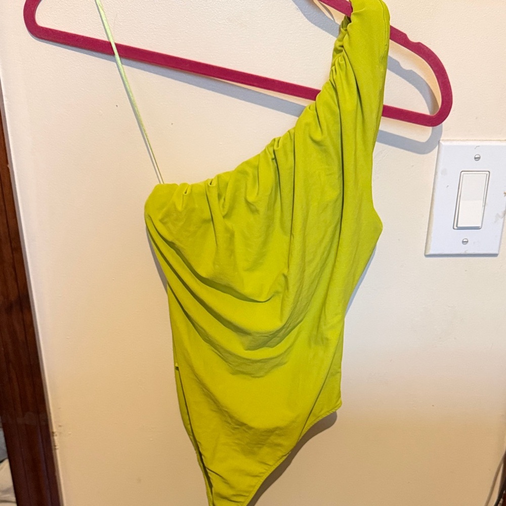 Zara Neon Lime One-Shoulder Bodysuit